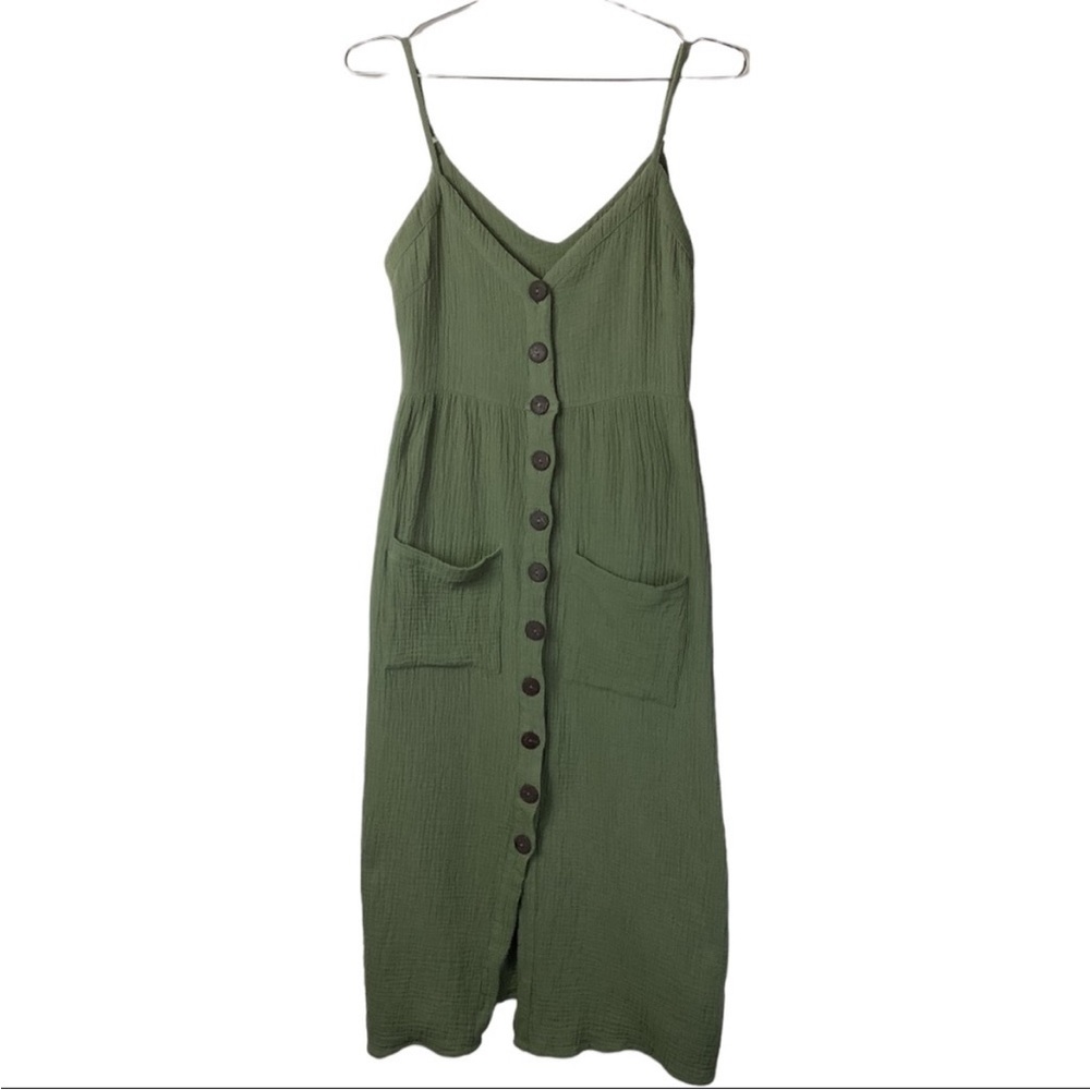 SAGE GREEN BUTTON FRONT DRESS